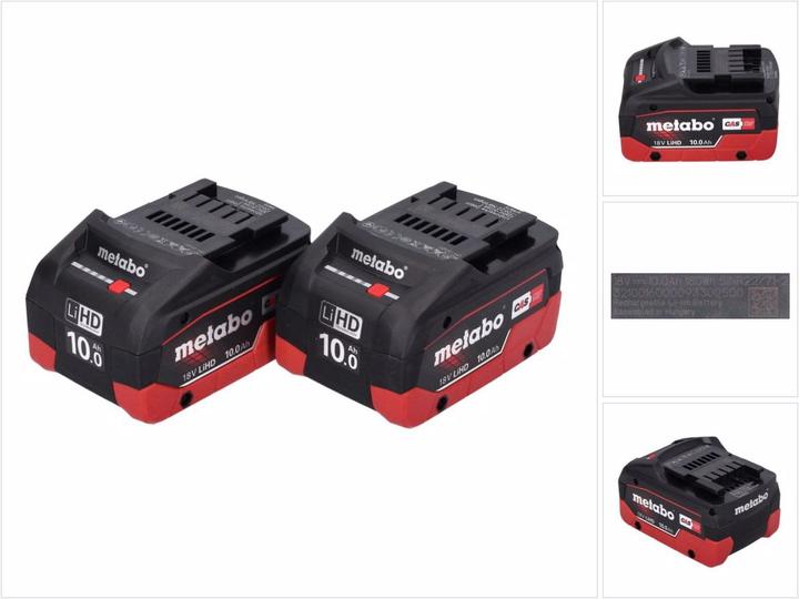 Metabo LiHD battery pack set 2x 18 V 10.0 Ah CAS system ( 2x 625549000 ) (18 V)