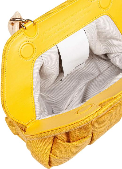 Actual product image Themoirè canvas clutch bag color yellow ocher