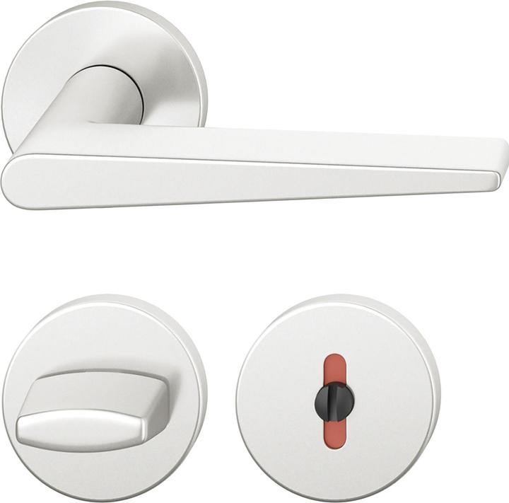 FSB Drückergarnitur 12 1005 ASL auf Rosette WC, Aluminium silber eloxiert (Türgarnitur)