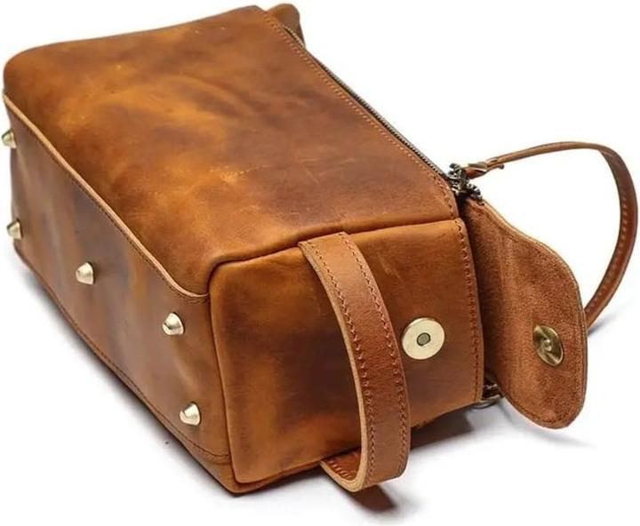 Immagine prodotto Only-Bags.Store Borsa per il bucato in pelle fatta a mano, borsa per cosmetici in pelle