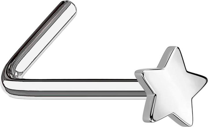 Star Piercing Nasenstecker gewinkelt silber mit Stern (Titan G23, ohne Messing)