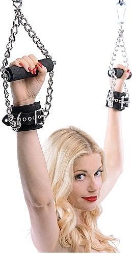 Actual product image XR Brands Fur Lined Nubuck Leather Suspension Cuffs with Grip
