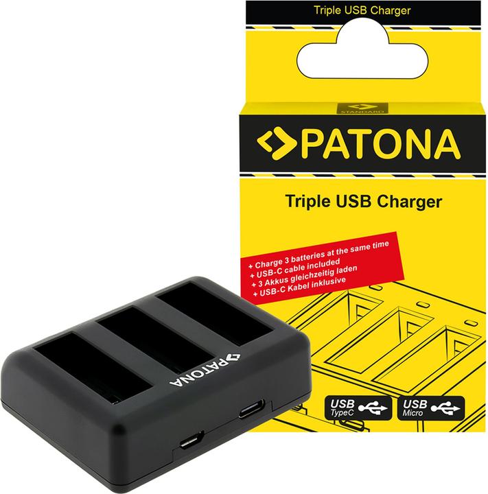 Actual product image Patona Triple charger DJI Osmo Action 4