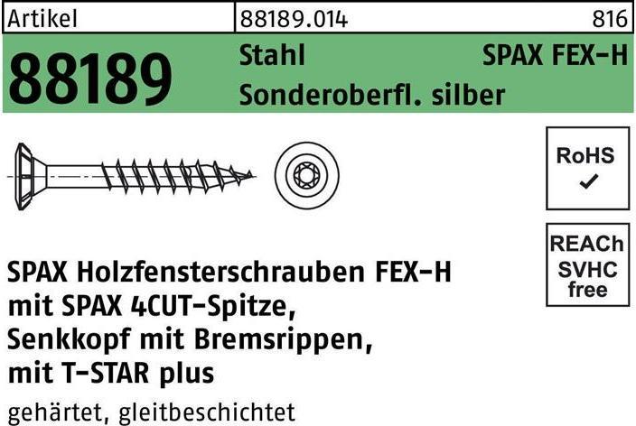 Produktbild Spax Fensterbauschrauben FEX-H 4,0x35mm TX15 TG Wirox (1000 Schrauben pro Stück)