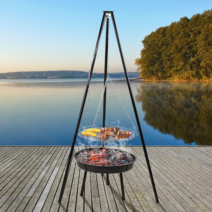 Actual product image Dema Dreibeingrill Dreibein Grill Schwenkgrill Holzkohlegrill Ø 49 cm Höhe 150 cm (84 cm)