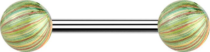 Immagine prodotto Star Piercing Barbell silber mit zwei Kugeln grün elektrisch Beschichtet (Acciaio chirurgico 316L, senza ottone)