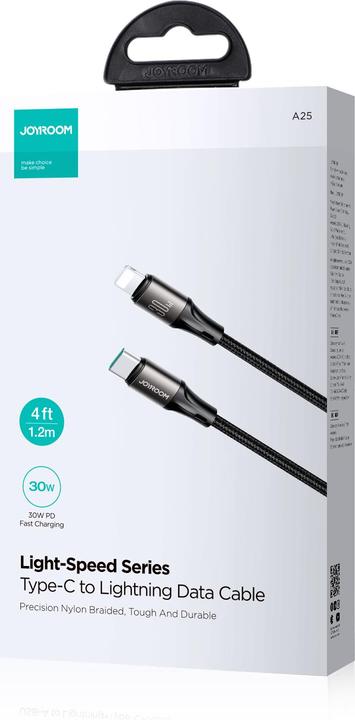 Image du produit Joyroom Câble Light-Speed USB-C vers Lightning SA25-CL3, 30W, 1.2m (noir) (1.20 m, USB 3.2 Gen 1, 30 W)