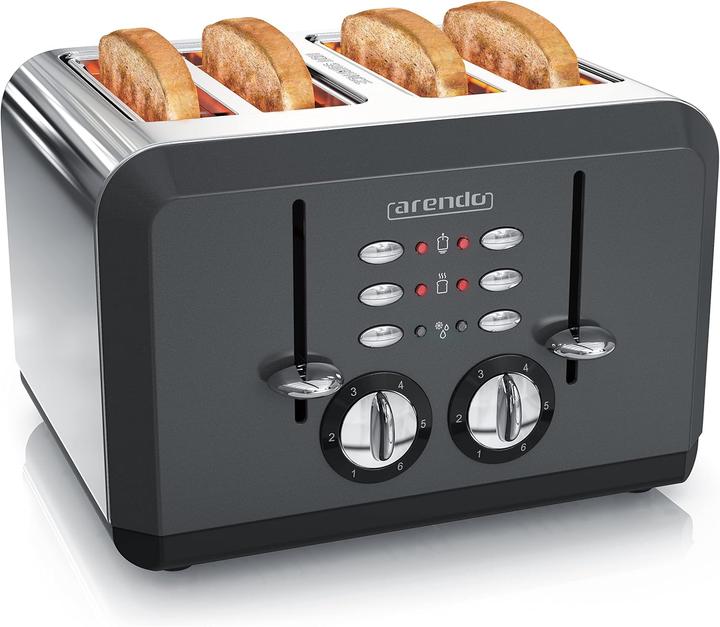 Arendo Breakfast X2 Toaster für 4 Scheiben, mit Auftau- Aufwärm- und Stoppfunktion