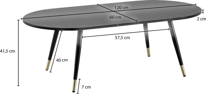 Produktbild FineBuy Couchtisch Sofatisch Marmor Optik 120 cm Wohnzimmertisch Tisch Modern (120 x 60 x 42 cm)