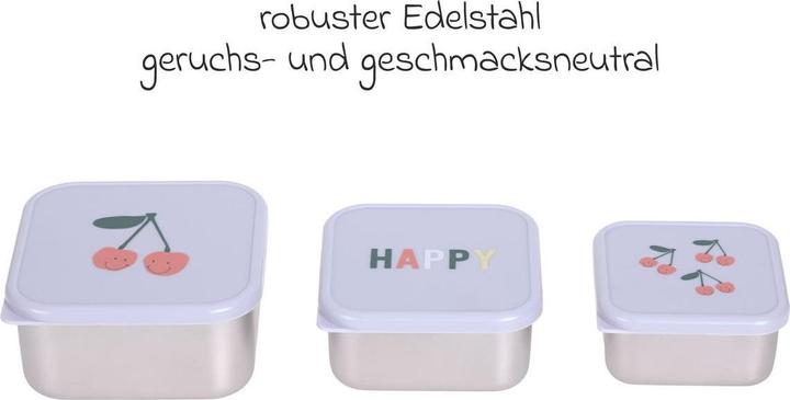 Produktbild Lässig Nahrungsbehälter & Portionierer 3-tlg. Edelstahl-Snackboxen-Set - Happy Fruits