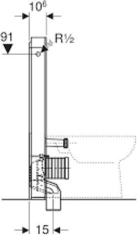 Immagine prodotto Geberit Modulo sanitario Monolith per WC a colonna, 101 cm, attacco acqua laterale, con tubo di coll