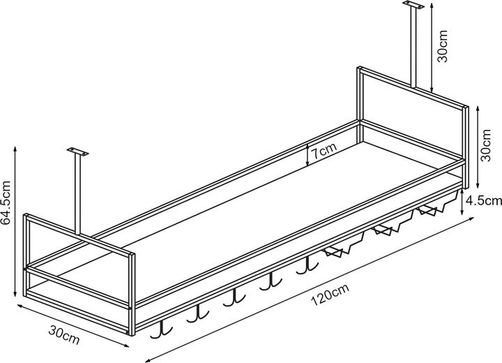 Actual product image En.Casa Weinregal mit Glashalterung Borejle 120x30x65 cm Schwarz/Walnussoptik