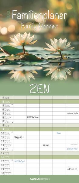 Alpha Edition Familienplaner Zen 2026 (Deutsch, Italienisch, Französisch, Englisch)
