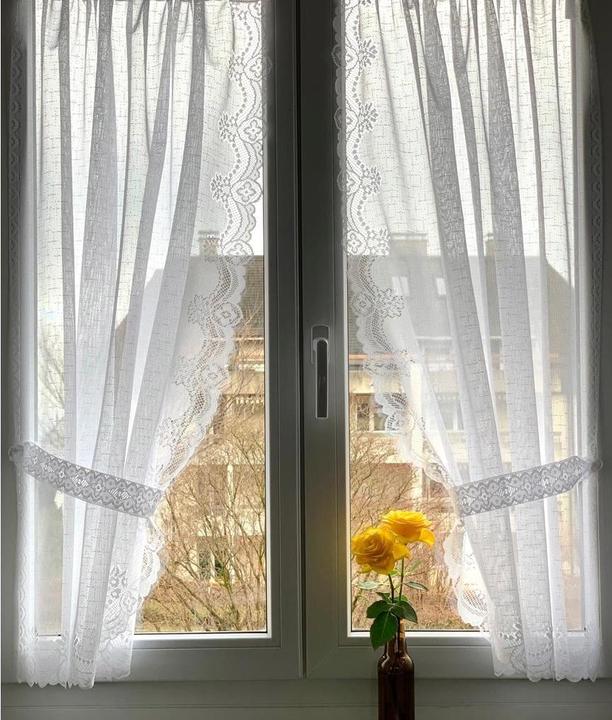 Immagine prodotto Hubatka Tenda da giorno Vitrage Lace-Vitragen 95 x 110 cm, Bianco (95 x 110 cm)