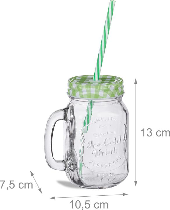 Produktbild Relaxdays Trinkglas mit Strohhalm (0.40 l, 8 x)