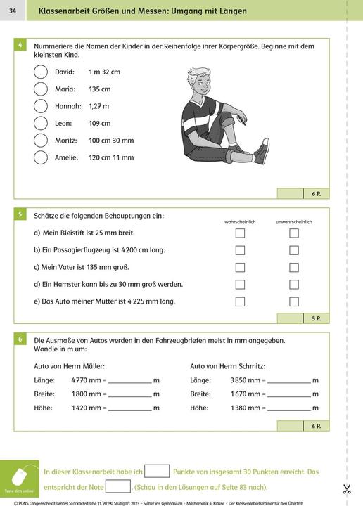 Immagine prodotto Sicher ins Gymnasium: Klassenarbeitstrainer für den Übertritt Mathematik 4. Klasse (Tedesco, 2023)