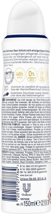 Immagine prodotto Dove Deodorante Aerosol 0% Original 150 ml (Getto vaporizzato, 150 ml)