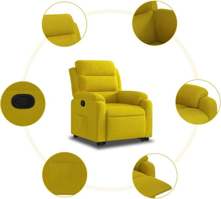 Actual product image VidaXL Recliner armchair Stand-up aid armchair TV armchair Recliner yellow velvet