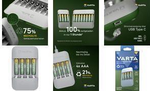 Immagine prodotto Varta Eco Charger Pro Recycled (1 pz., AAA, 800 mAh, Batteria + Caricabatterie)