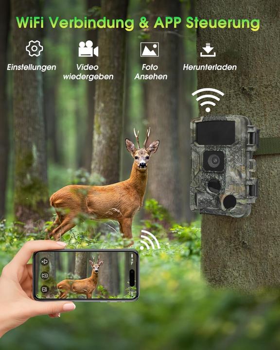 Actual product image KJK Wildkamera mit WLAN, 4K, Nachtsicht, IP67, 130° Winkel