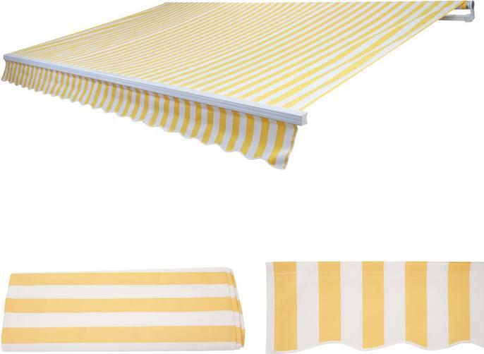 Produktbild Swisshandel24 Ersatz-Bezug für Markise T791, Gelenkarmmarkise Ersatzbezug Sonnenschutz, 4,5x3m Acryl gelb-weiss (4.50 m)