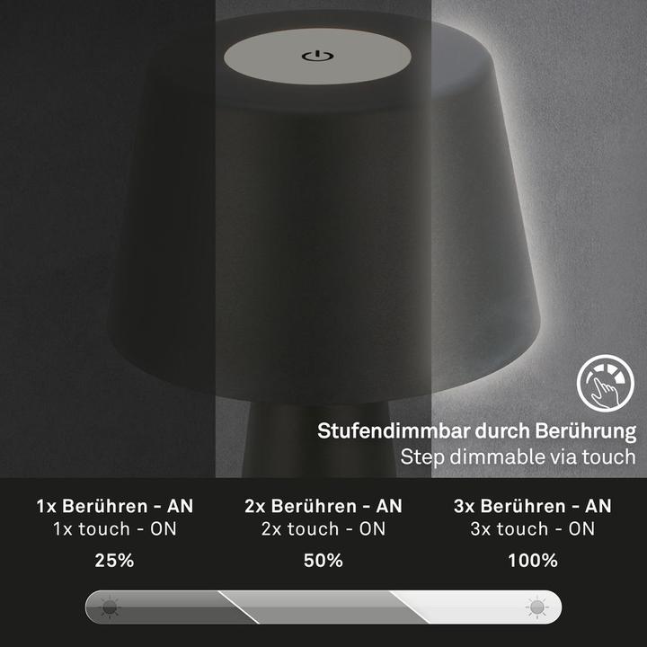 Image du produit Briloner Lampe de table LED rechargeable, noire, 1xmodule LED/3,5W (400 lm)
