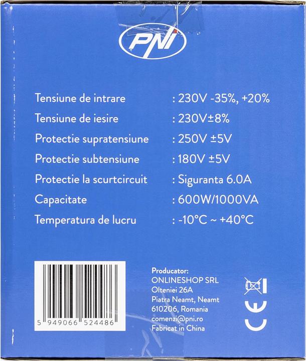 Actual product image PNI Voltage stabiliser with relay AVR M1000VA, 2.7A, 600W, 1000VA (1000 VA, 600 W, Online double converter UPS)