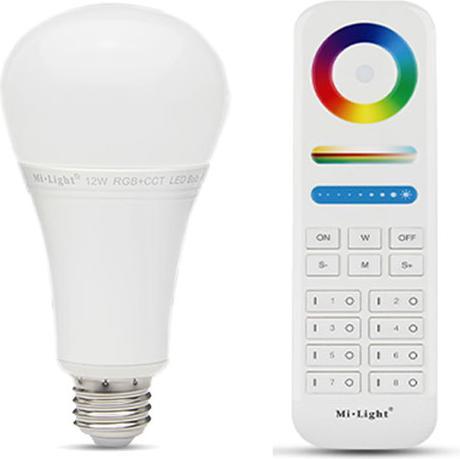 Produktbild Milight LED Birne RGB+KW/WW 12W mit Funk CCT Fernbedienung (E27, 12 W, 1100 lm, 1 x, F)
