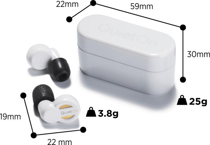 Produktbild QuietOn Active Noise Cancelling Earplugs (ANC, 50 h, Kabellos)