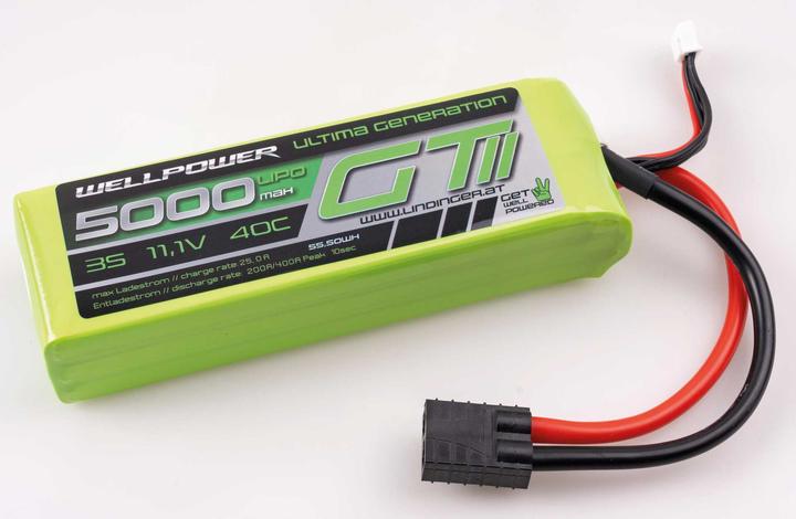 Produktbild Wellpower LIPO AKKU ULTIMA GT II Car 5000 mAh / 11,1Volt 3S 40/80C CH5/8 TRX (11.10 V, 5000 mAh)