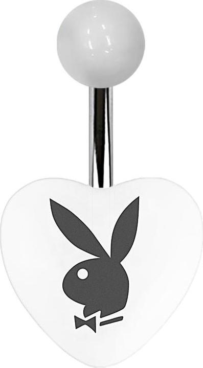 Image du produit Star Piercing Banane argentée avec coeur blanc et Playboy Bunny (Acrylique, sans laiton, Acier chirurgical 316L)
