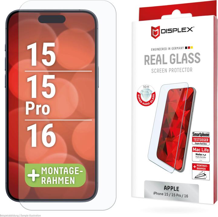 Actual product image Displex Real Glass, 2D Panzerglas (1 Piece, Apple iPhone 16)