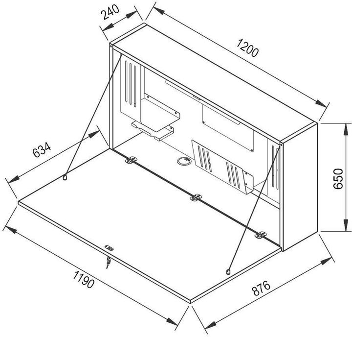 Image du produit Hammerbacher Bureau mural Mini-Office, h x l x p 650 x 1200 x 260 mm, blanc / blanc.
