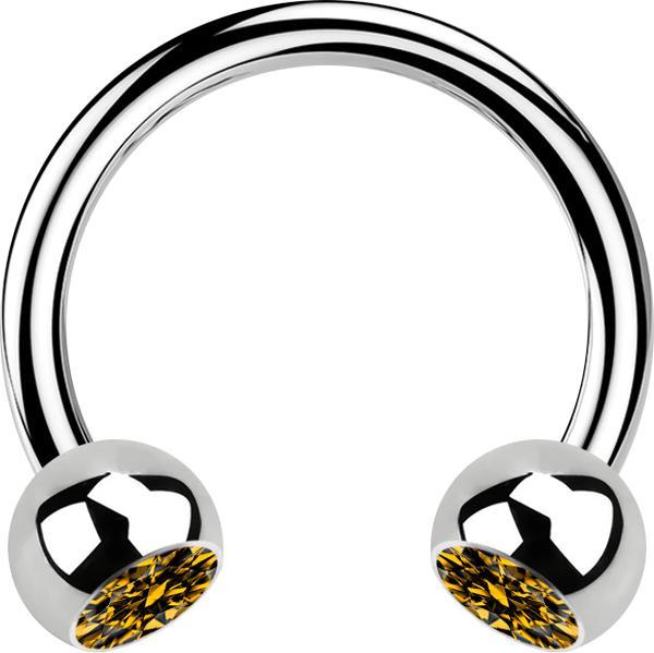 Produktbild Star Piercing Micro Circular Barbell silber mit zwei Kugeln Kristall topaz (ohne Messing, Chirurgenstahl 316L)