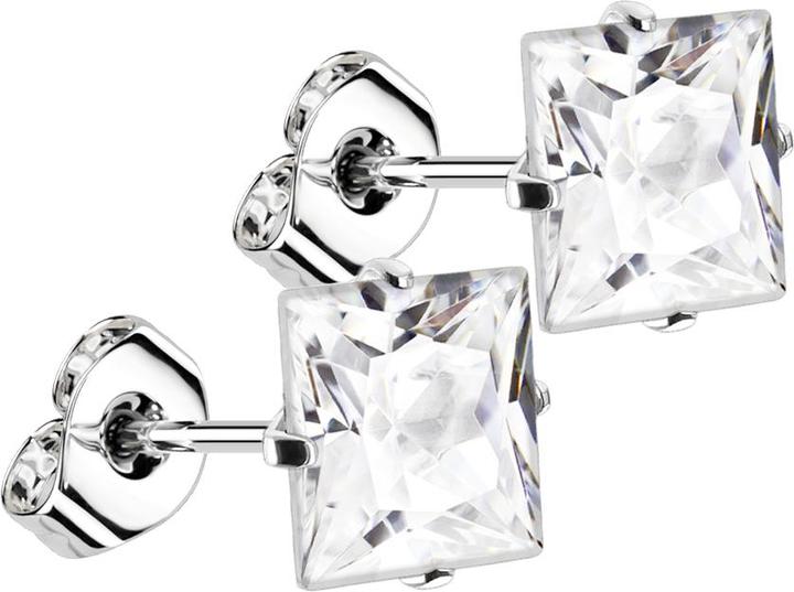 Produktbild Star Piercing Ohrstecker silber mit quadratischem Kristall silber (ohne Messing, 925 Sterlingsilber)