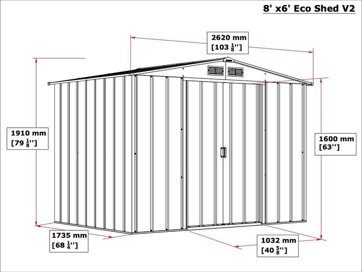 Produktbild Tepro Gerätehaus Eco 8x6, anthrazit/weiss