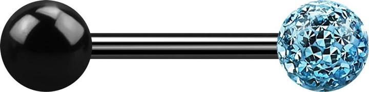 Produktbild Star Piercing Barbell schwarz mit Kugel und Kristallkugel aqua Epoxy Schutzschicht (ohne Messing, Titan G23)