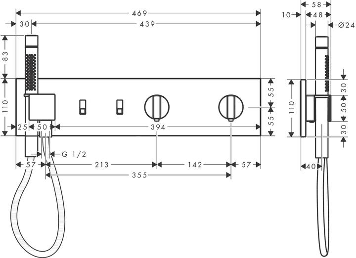 Actual product image hansgrohe AXOR ShowerComposition thermostat module Select, 2 consumers, 470/110, 12571