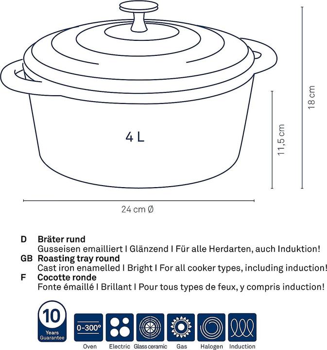 Produktbild Kela Calido (24 cm, Bräter + Schmortopf, Gusseisen)