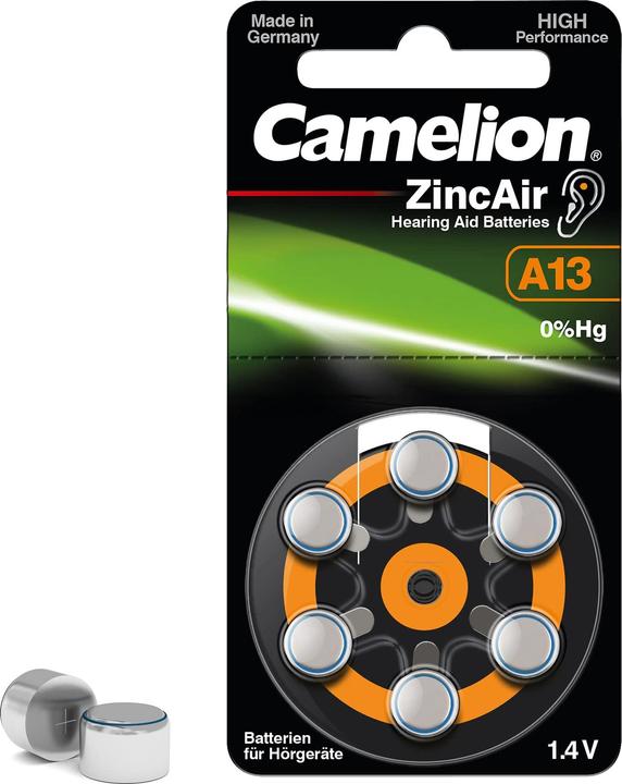 Immagine prodotto Camelion A13 - Batteria usa e getta - zinco-aria - 1,4 V - 6 pezzo(i) - argento - 48 mm (6 pz., A13, 280 mAh)