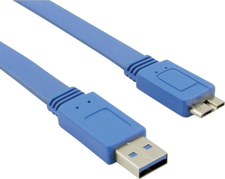 Image du produit Techly Câble plat USB3.0 fiche type A fiche micro B bl (1 m, USB 3.2)