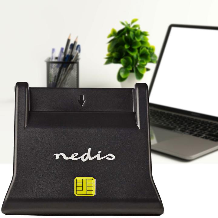 Actual product image Nedis RDRU2SM3BK Smart Card Reader, Black, USB 2.0 (USB 2.0)