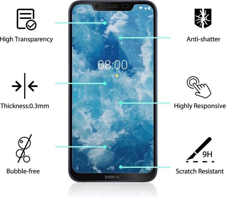 Produktbild Screenguard Nokia 8.1 Full Screen Panzerglas Schutzfolie 2.5D 9H (1 Stück, Nokia 8.1)