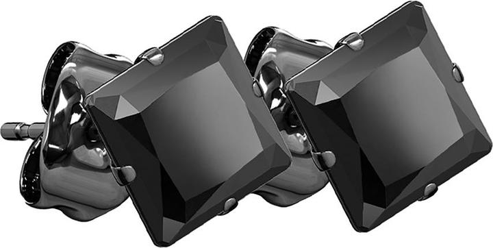 Produktbild Star Piercing Ohrstecker schwarz mit quadratischem Kristall schwarz (Chirurgenstahl 316L, ohne Messing)