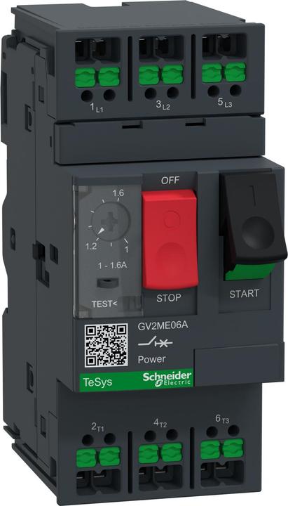 Actual product image Schneider Motorschutzschalter GV2ME06A 3p 1-1,6A Tasterbetätigung SnapIN