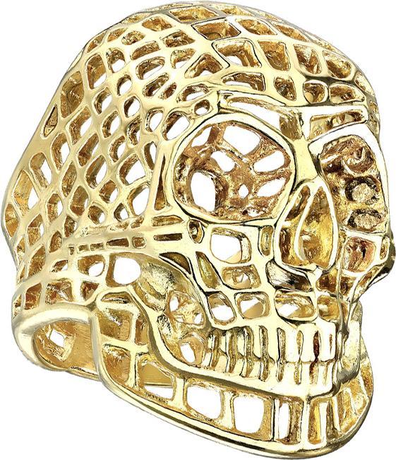 Produktbild Star Piercing Ring vergoldet Totenkopf Netz (72, 950 Platin)