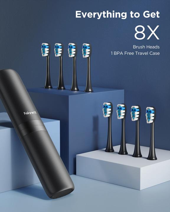 Image du produit Fairywill Brosse à dents Sonic avec tête et étui FW-P11 (Brosse à dents sonique)