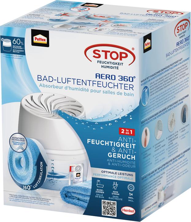 Pattex Luftentfeuchter Aero360° Badgerät, Weiss Luftentfeuchter (10 m²)