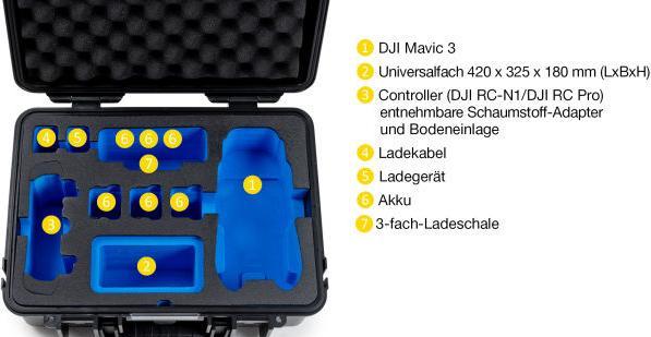 Actual product image B&W International DJI Mavic 3 Fly More Combo Carrying Case B&W Type 4000 yellow (Drone case, DJI Mavic 3)
