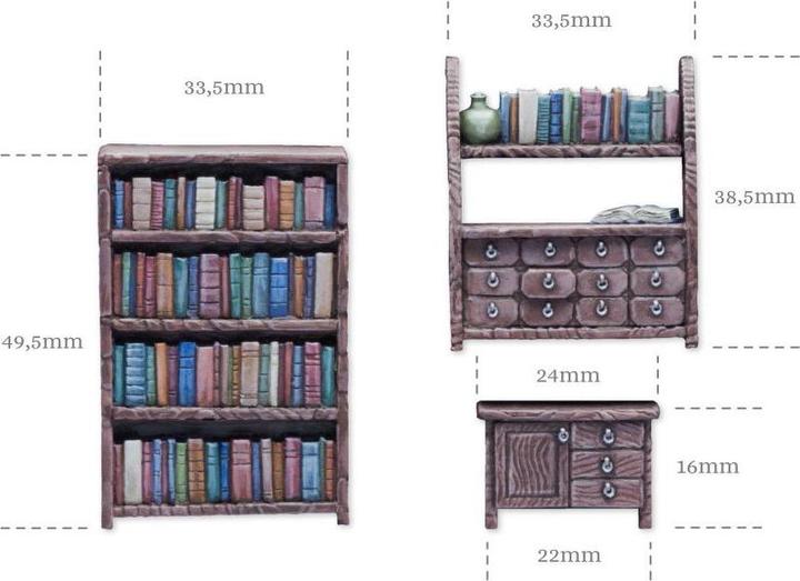 Actual product image Tabletop-Art Decoration bookcase / chest of drawers set 3 parts (Plastic)